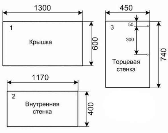 Чертеж деталировки стола