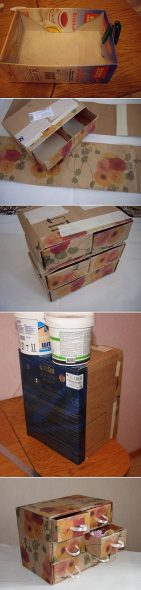 Аккуратный комод из картонных коробок