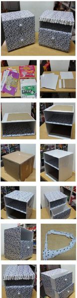 Небольшой самодельный комод обклееннный тканью