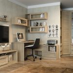 Классический письменный стол с угловым расположением полок